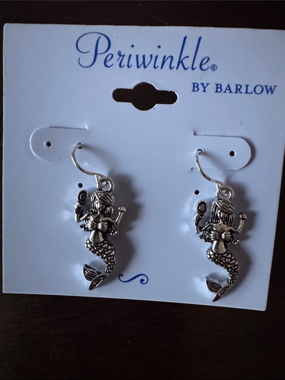 Periwinkle by Barlow Silver-tone Mermaid Charm Earrings